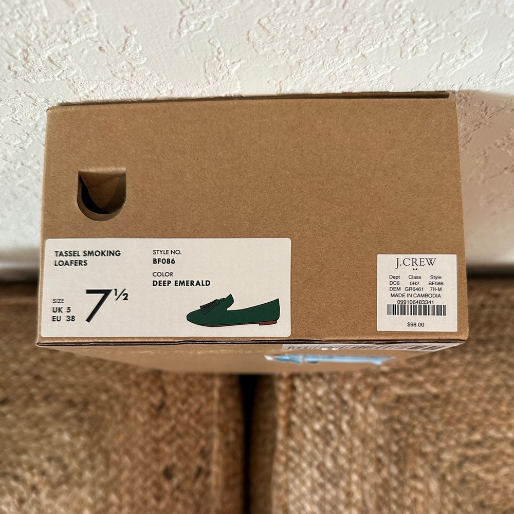J.Crew Tassel Smoking Loafers Deep Emerald Green Suede Size 7.5 - Picture 3 of 7